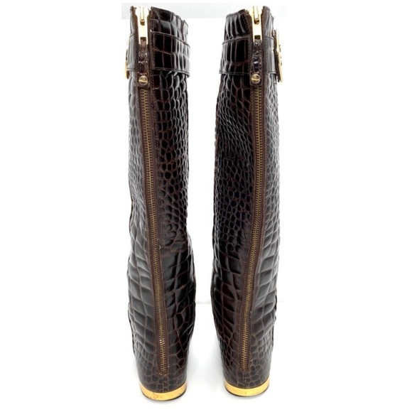 TORY Burch Croco Embossed Leather Knees-high Riding Boot in Brown - Picture 9 of 11